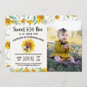 Zoete Als Kan Bij Zonnebloem Foto Kaart (Voorkant / Achterkant)