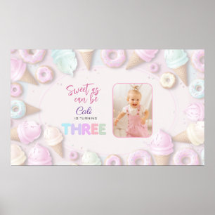 Zoete Als Kan Zijn Meisje Drie Verjaardag Bord Poster