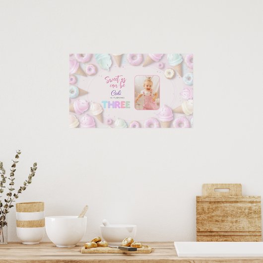 Zoete Als Kan Zijn Meisje Drie Verjaardag Bord Poster (Keuken)
