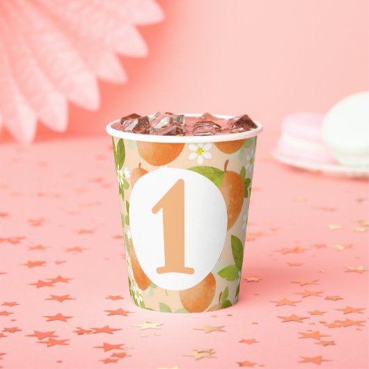 Zoete als 'Peach Theme Birthday Party Paper cup' Papieren Bekers (Insitu)