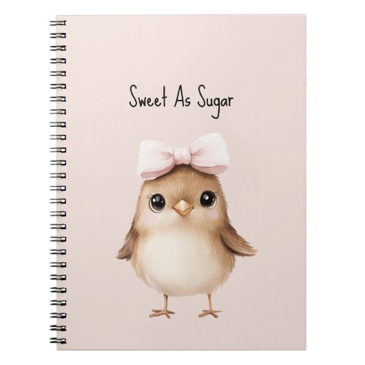 Zoete Als Suiker Vogel Roze Strik Notitieboek (Voorkant)