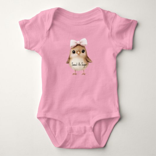 Zoete Als Suiker Vogel Roze Strik Romper (Voorkant)