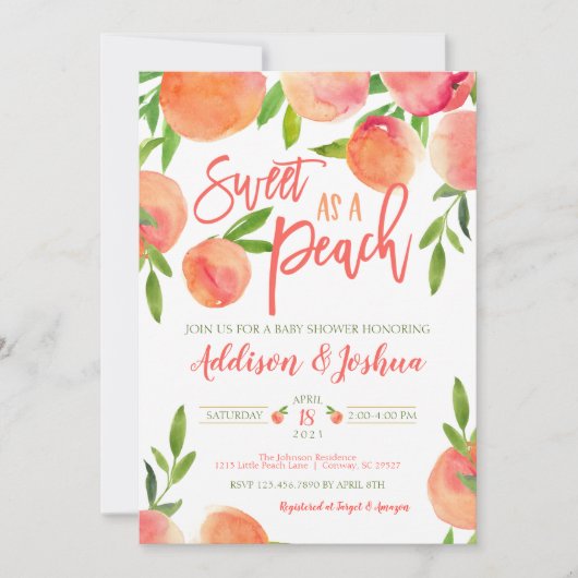 Zoete als uitnodiging tot het Baby shower van Peac (Voorkant)