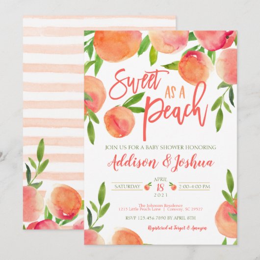 Zoete als uitnodiging tot het Baby shower van Peac (Voorkant / Achterkant)