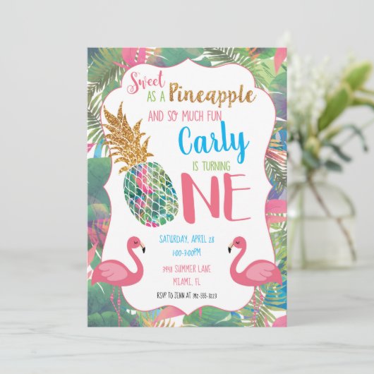 Zoete anananas eerste uitnodiging op zaterdag (Staand voorkant)