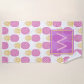 Zoete Ananas Charme Monogram Strand Strandlaken (Voorkant)
