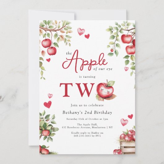Zoete appel van ons oog 2e verjaardag kaart (Voorkant)