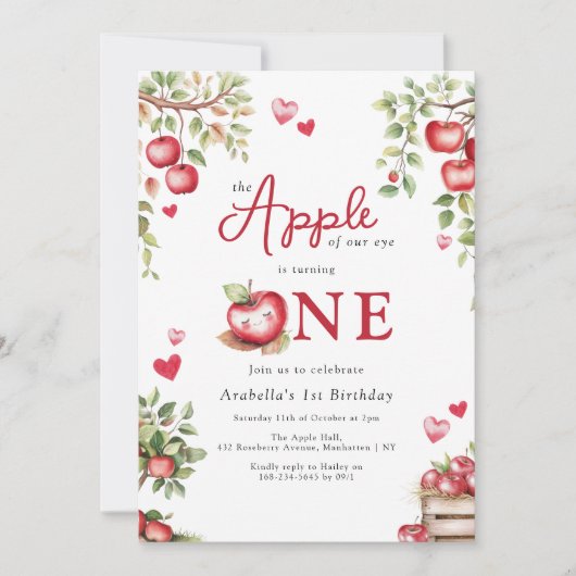 Zoete Appel Van Ons Oog Eerste Verjaardag Kaart (Voorkant)