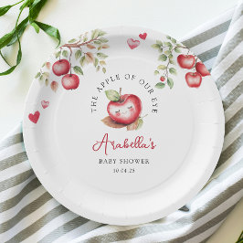 Zoete appel van onze oog baby shower papieren bordje
