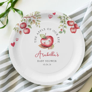Zoete appel van onze oog baby shower papieren bordje