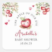 Zoete appel van onze oog baby shower vierkante sticker (Voorkant)