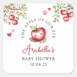 Zoete appel van onze oog baby shower vierkante sticker