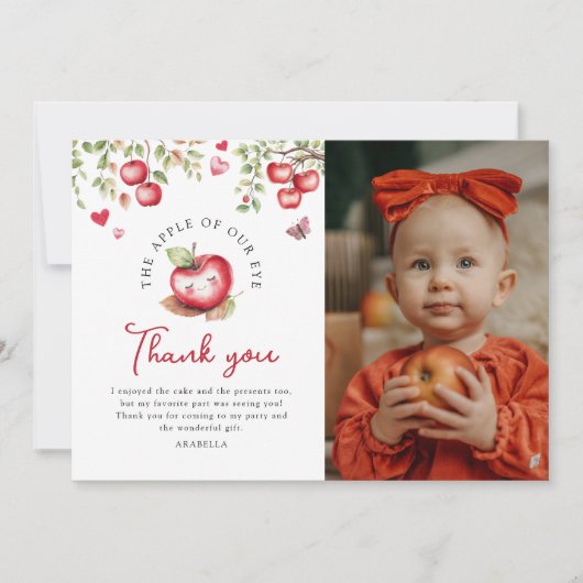 Zoete appel van onze verjaardag bedankkaart (Voorkant)