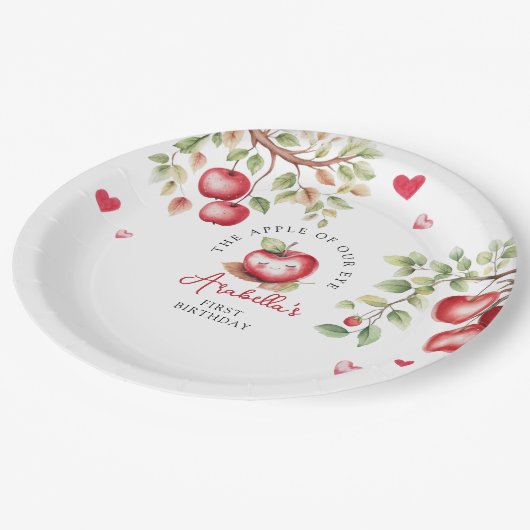 Zoete appel van onze verjaardag papieren bordje (Gekanteld)