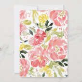 Zoete Aquarel Bloesems Bruids Uitnodiging (Achterkant)