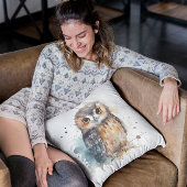 Zoete Aquarel Bos Uil Decoratie Kussen