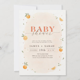 Zoete Aquarel Citroen Sinaasappel Baby Shower Kaart