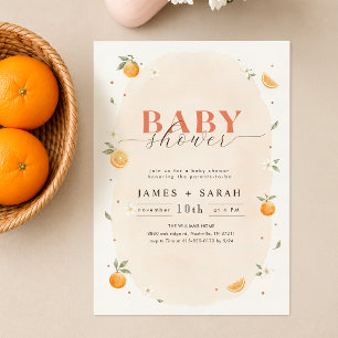 Zoete Aquarel Citroen Sinaasappel Baby Shower Kaart