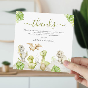 Zoete Aquarel Dinosaur Baby Shower Bedankkaart