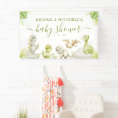 Zoete Aquarel Dinosaurus Baby Shower Spandoek (Insitu)