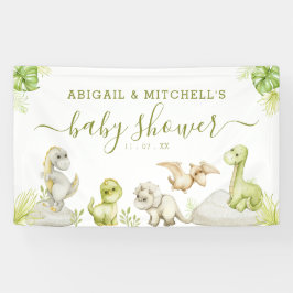 Zoete Aquarel Dinosaurus Baby Shower Spandoek