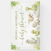 Zoete Aquarel Dinosaurus Baby Shower Spandoek (Verticaal)