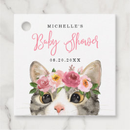 Zoete Aquarel Kitty Meisje Baby Shower Bedankjes Labels
