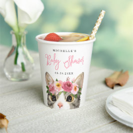 Zoete Aquarel Kitty Meisje Baby Shower Papieren Bekers