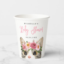 Zoete Aquarel Kitty Meisje Baby Shower Papieren Bekers