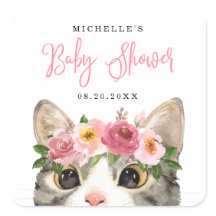 Zoete Aquarel Kitty Meisje Baby Shower