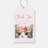 Zoete Aquarel Kitty Verjaardagsfeestje Cadeaulabel (Voorkant)