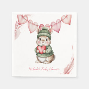 Zoete Aquarel Konijn Baby Shower Servet