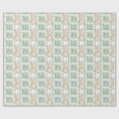Zoete Aquarel Konijn & Salie Gingham Cadeaupapier (Vlak)