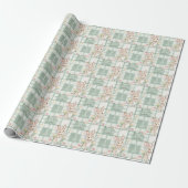 Zoete Aquarel Konijn & Salie Gingham Cadeaupapier (Uitgerold)