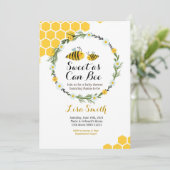 Zoete as Can Bee Baby shower Invitation Kaart (Staand voorkant)