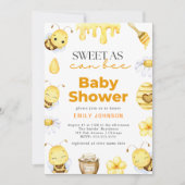 Zoete as Can Bee Baby shower Invitation Kaart (Voorkant)