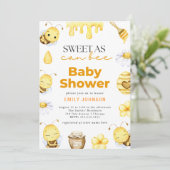 Zoete as Can Bee Baby shower Invitation Kaart (Staand voorkant)