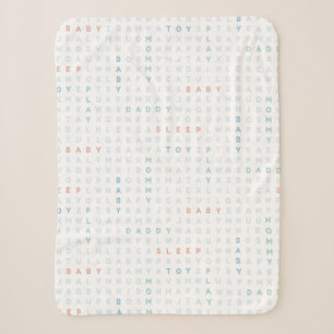 Zoete Baby Alfabet ABC's Pastelkleuren Blauw Sherpa Deken