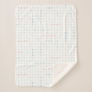 Zoete Baby Alfabet ABC's Pastelkleuren Blauw Sherpa Deken
