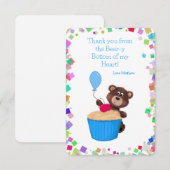 Zoete Baby Beer Blauwe Cupcake Verjaardag Bedankkaart (Voorkant / Achterkant)