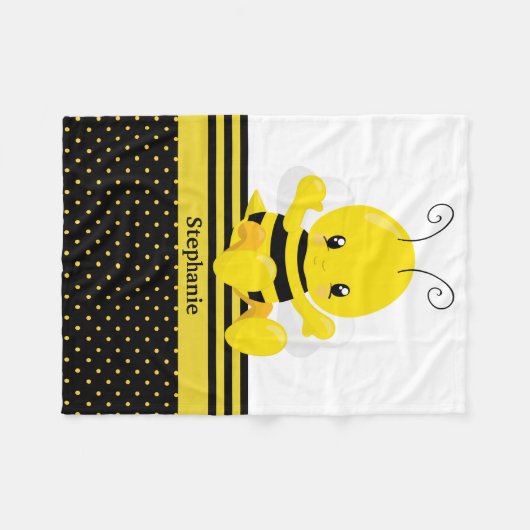 Zoete Baby bijen - Aangepaste naam Fleece Deken (Voorkant (Horizontaal))