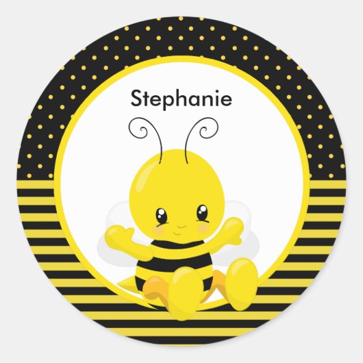 Zoete Baby bijen - Aangepaste naam Ronde Sticker (Voorkant)