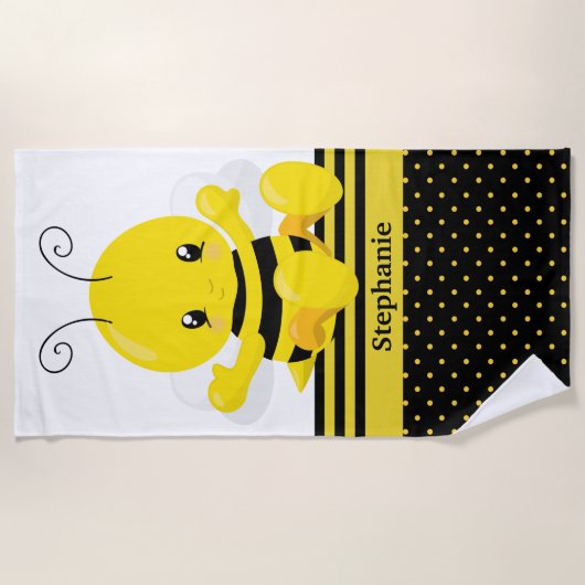 Zoete Baby bijen - Aangepaste naam Strandlaken (Voorkant)