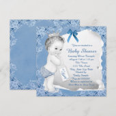Zoete Baby Blue Baby Shower Kaart (Voorkant / Achterkant)