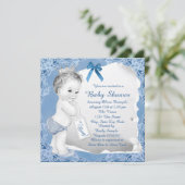 Zoete Baby Blue Baby Shower Kaart (Staand voorkant)