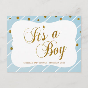 Zoete Baby Blue en Gouden Confetti - RSVP 2 Briefkaart