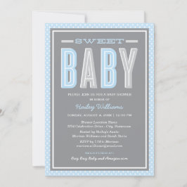 Zoete Baby Blue Grijze Vetgedrukte Type Baby Showe Kaart
