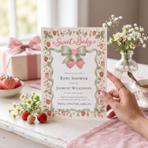 Zoete baby boerderij aardbei baby shower uitnodigi