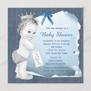 Zoete Baby Boy Blue Denim Baby Shower Kaart