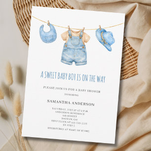 Zoete Baby Boy Waslijn Baby Shower  Kaart